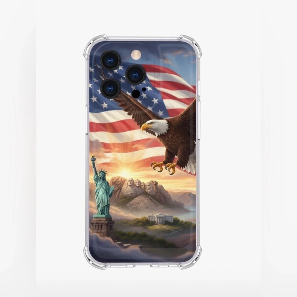 NEW Patriotic Case for iPhone 15 Pro Max - Eagle, US Flag. USA and Monuments